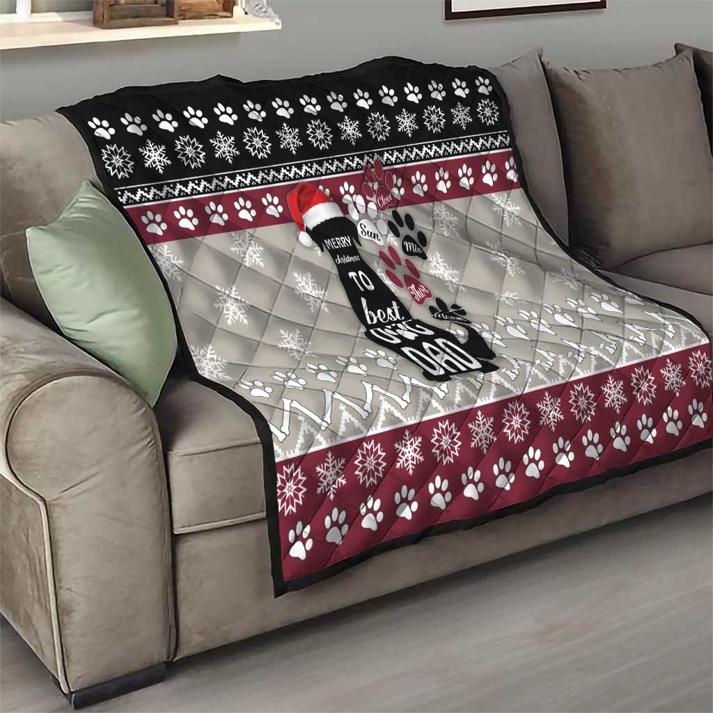 To Best Dog Dad Christmas Design Quilt Xmas Holiday Patterns - Wonder Print Shop