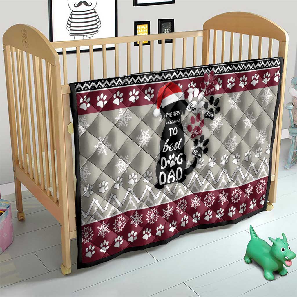 To Best Dog Dad Christmas Design Quilt Xmas Holiday Patterns - Wonder Print Shop