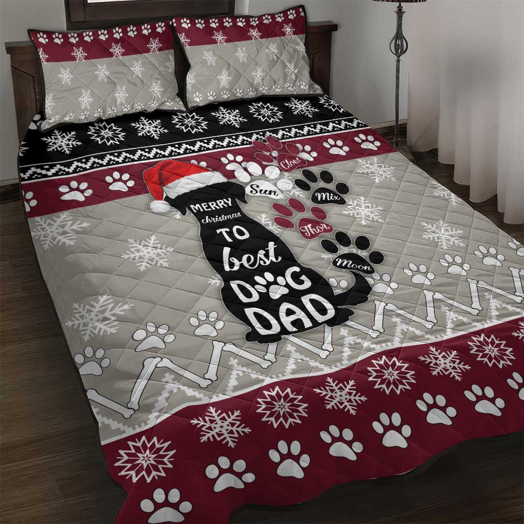 To Best Dog Dad Christmas Design Quilt Bed Set Xmas Holiday Patterns - Wonder Print Shop