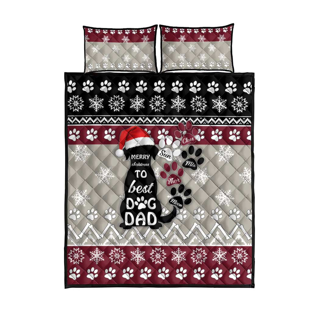 To Best Dog Dad Christmas Design Quilt Bed Set Xmas Holiday Patterns - Wonder Print Shop