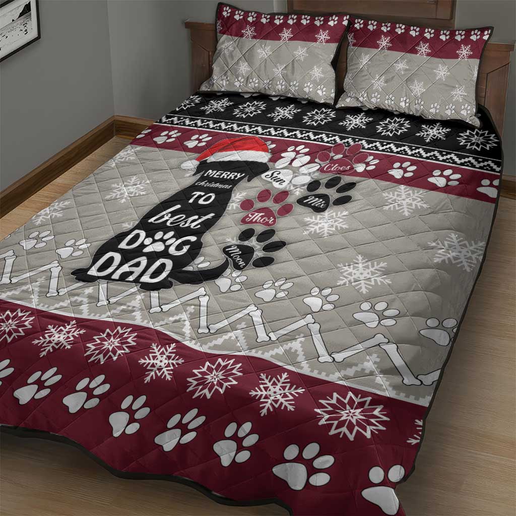 To Best Dog Dad Christmas Design Quilt Bed Set Xmas Holiday Patterns - Wonder Print Shop