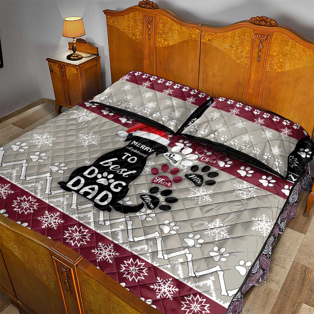 To Best Dog Dad Christmas Design Quilt Bed Set Xmas Holiday Patterns - Wonder Print Shop