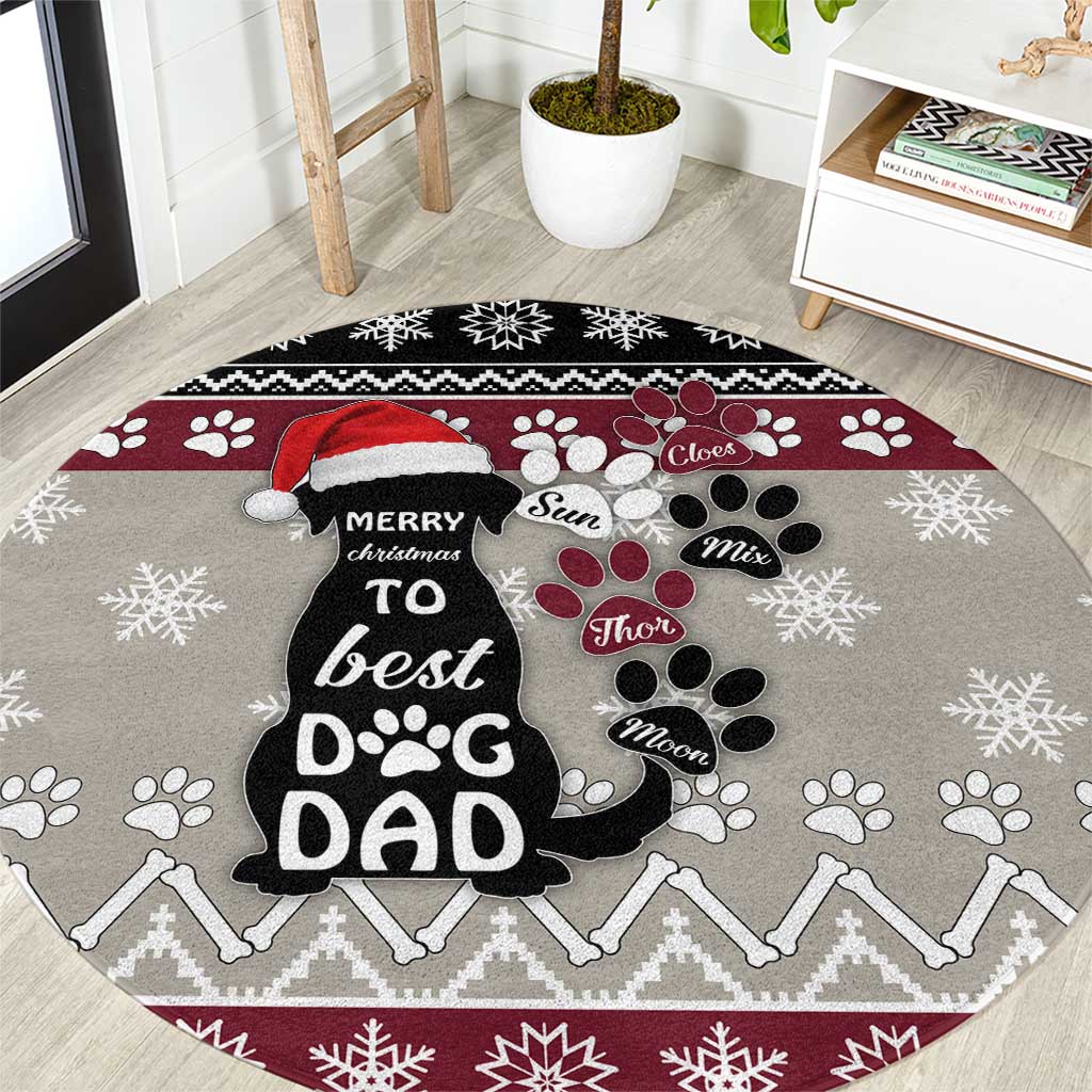 To Best Dog Dad Christmas Design Round Carpet Xmas Holiday Patterns - Wonder Print Shop