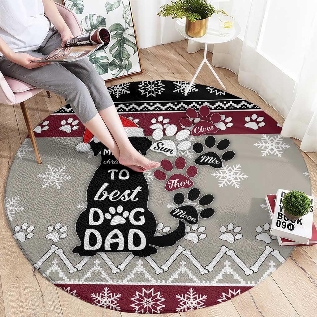 To Best Dog Dad Christmas Design Round Carpet Xmas Holiday Patterns - Wonder Print Shop