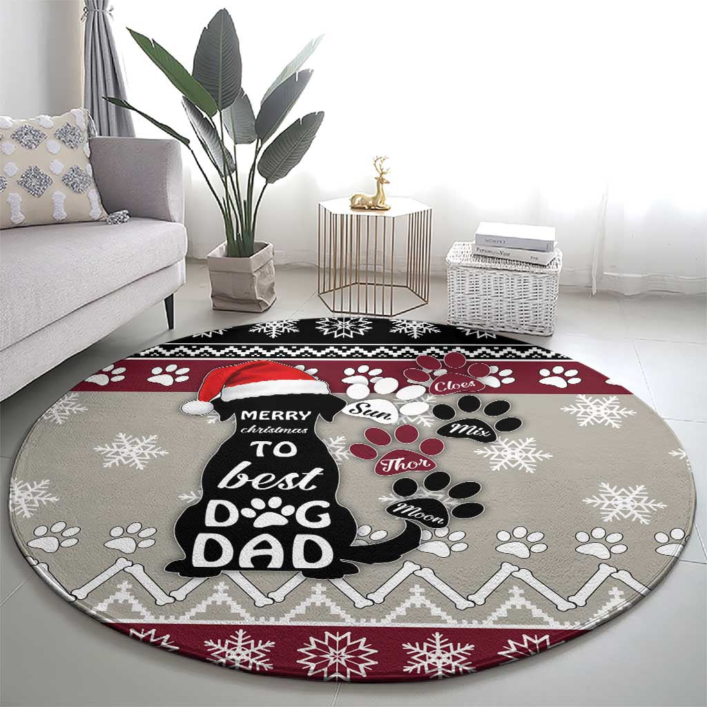 To Best Dog Dad Christmas Design Round Carpet Xmas Holiday Patterns - Wonder Print Shop