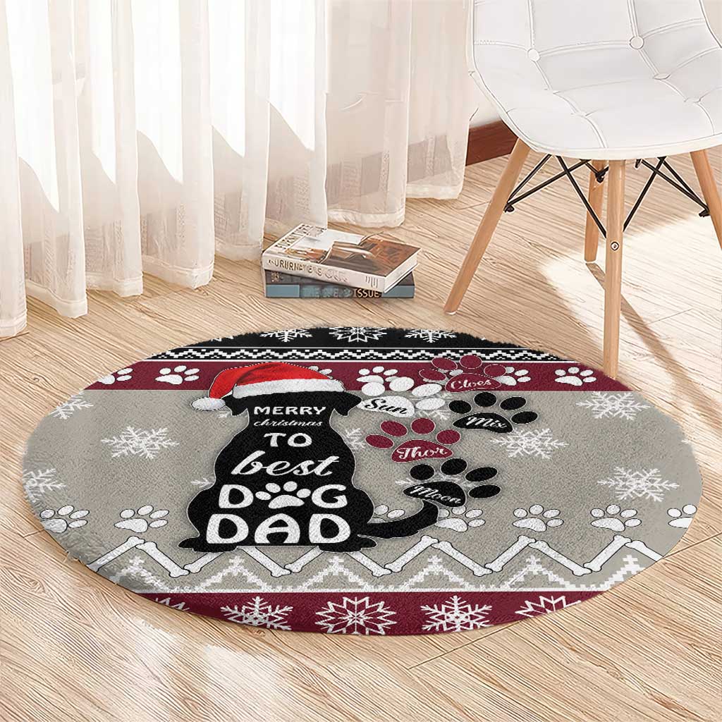 To Best Dog Dad Christmas Design Round Carpet Xmas Holiday Patterns - Wonder Print Shop