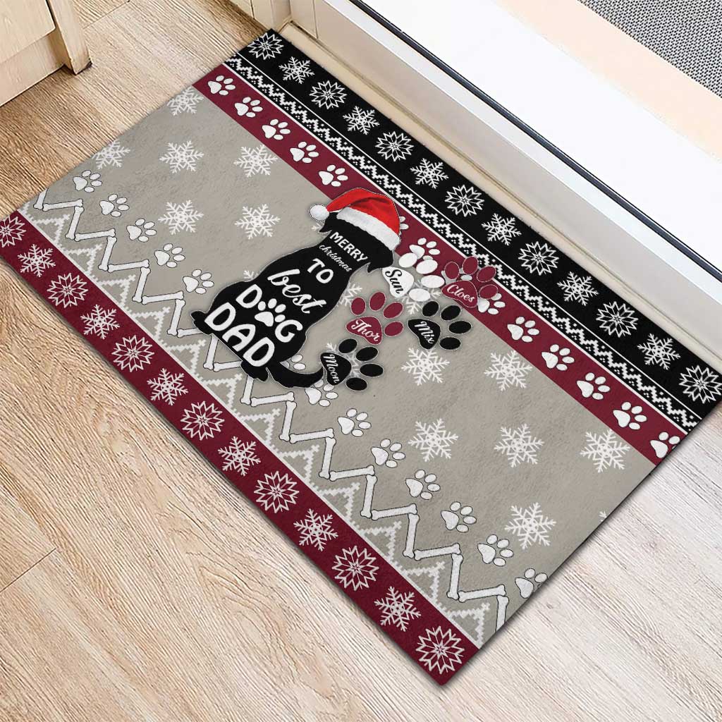 To Best Dog Dad Christmas Design Rubber Doormat Xmas Holiday Patterns - Wonder Print Shop