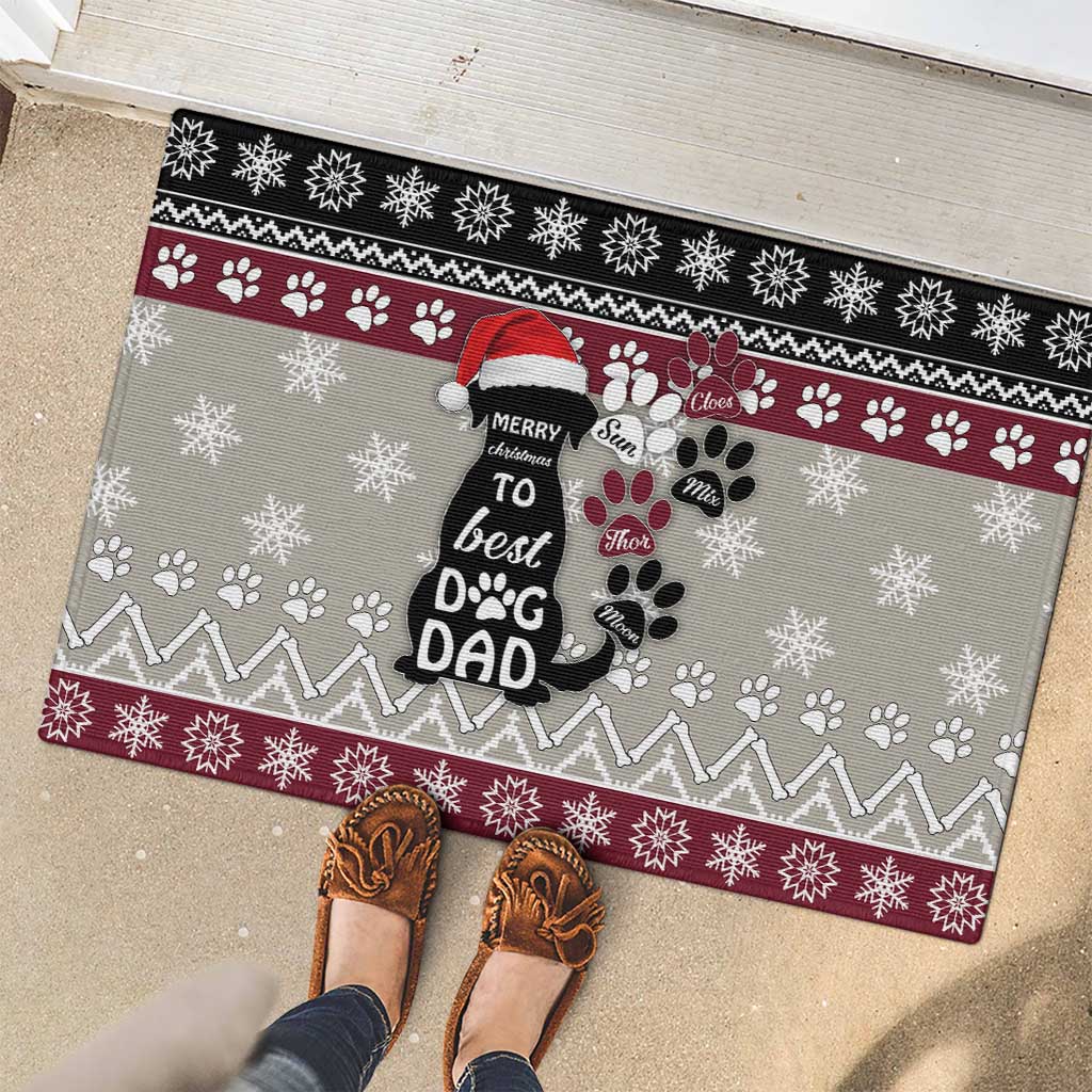 To Best Dog Dad Christmas Design Rubber Doormat Xmas Holiday Patterns - Wonder Print Shop