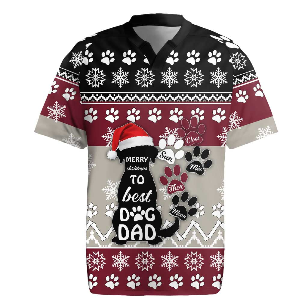 To Best Dog Dad Christmas Design Rugby Jersey Xmas Holiday Patterns - Wonder Print Shop