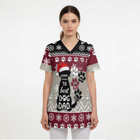 To Best Dog Dad Christmas Design Scrub Top Xmas Holiday Patterns - Wonder Print Shop