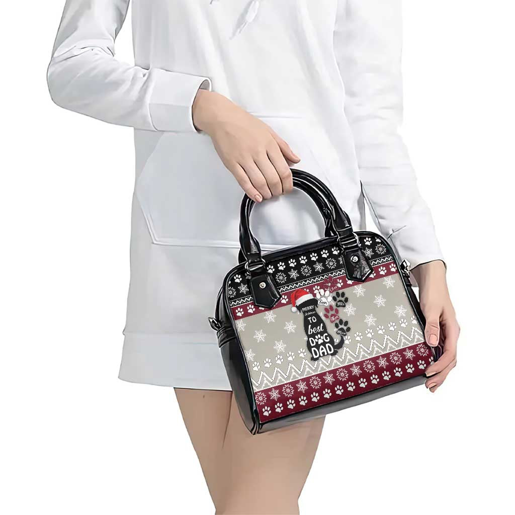 To Best Dog Dad Christmas Design Shoulder Handbag Xmas Holiday Patterns - Wonder Print Shop