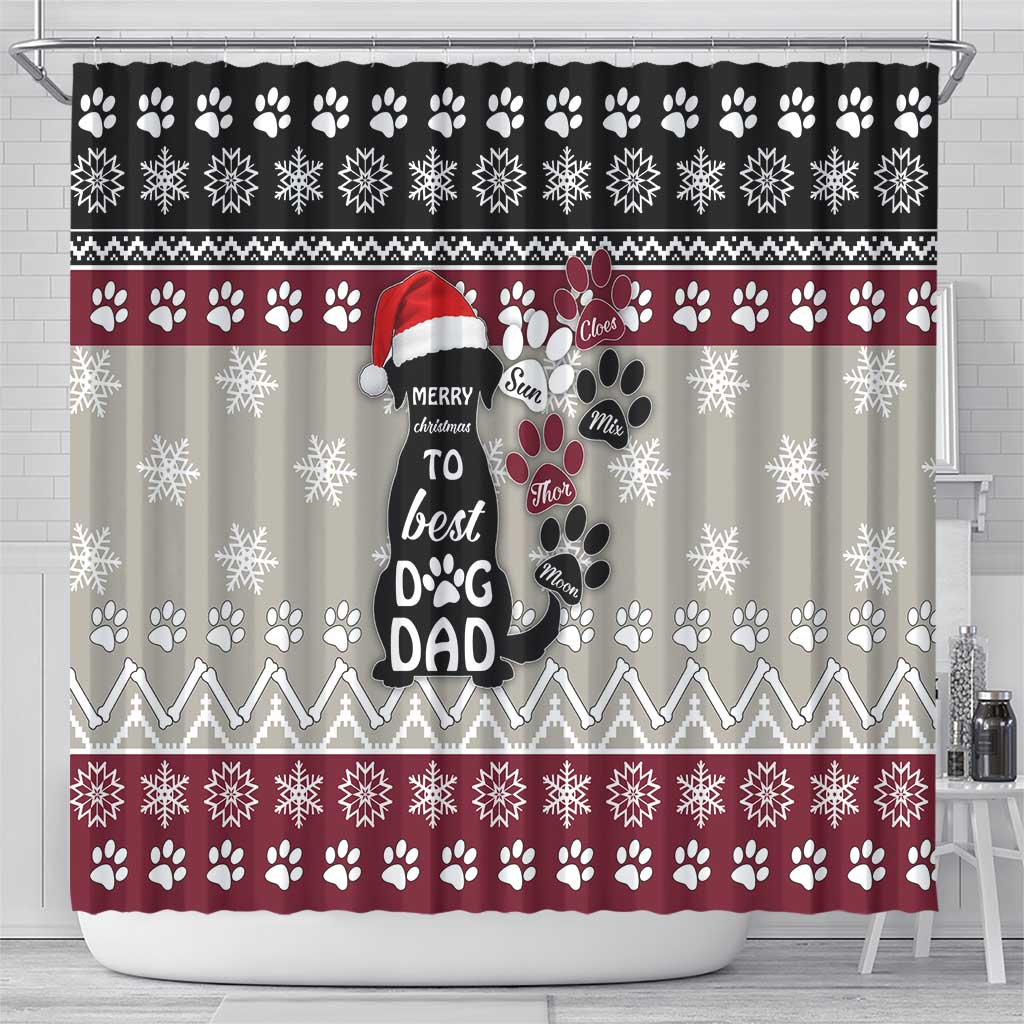 To Best Dog Dad Christmas Design Shower Curtain Xmas Holiday Patterns - Wonder Print Shop