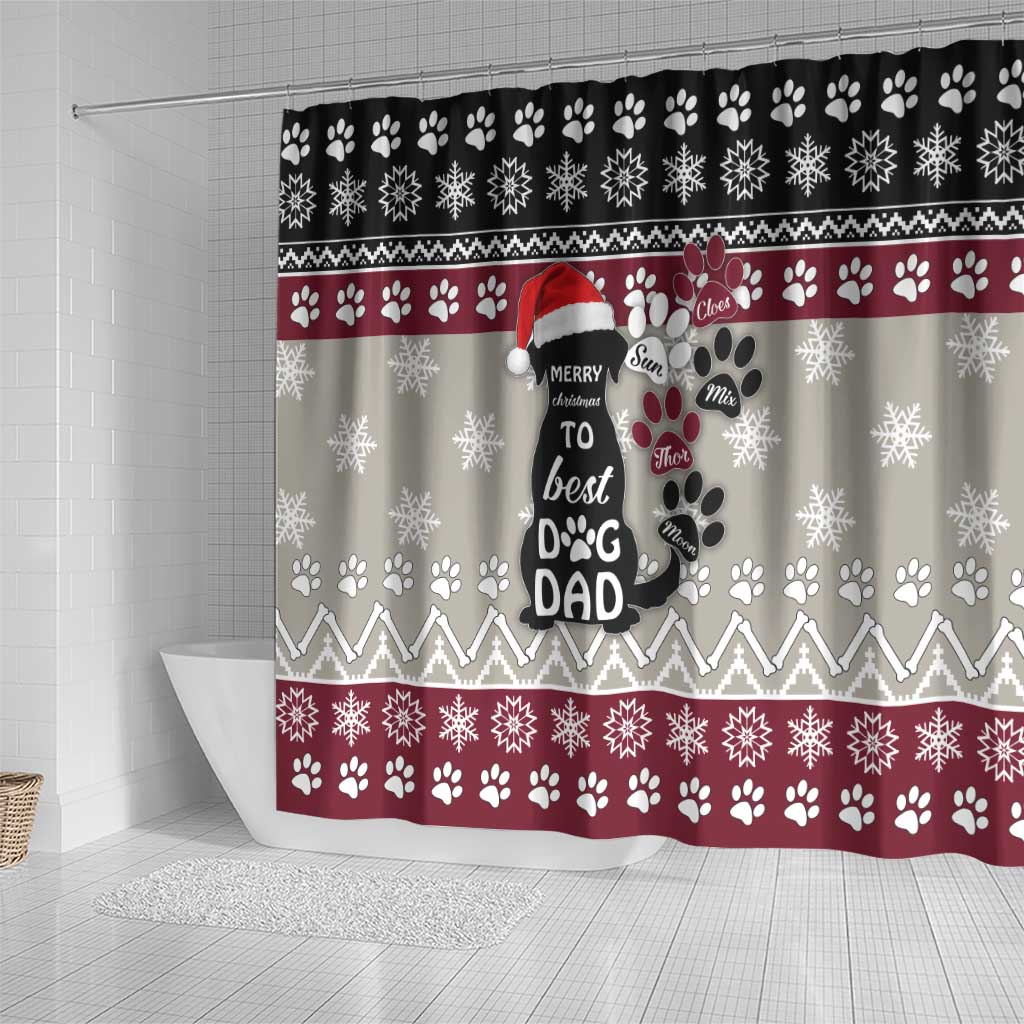 To Best Dog Dad Christmas Design Shower Curtain Xmas Holiday Patterns - Wonder Print Shop