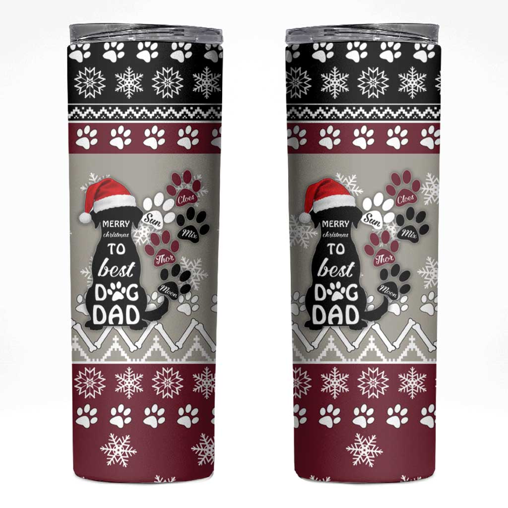 To Best Dog Dad Christmas Design Skinny Tumbler Xmas Holiday Patterns - Wonder Print Shop