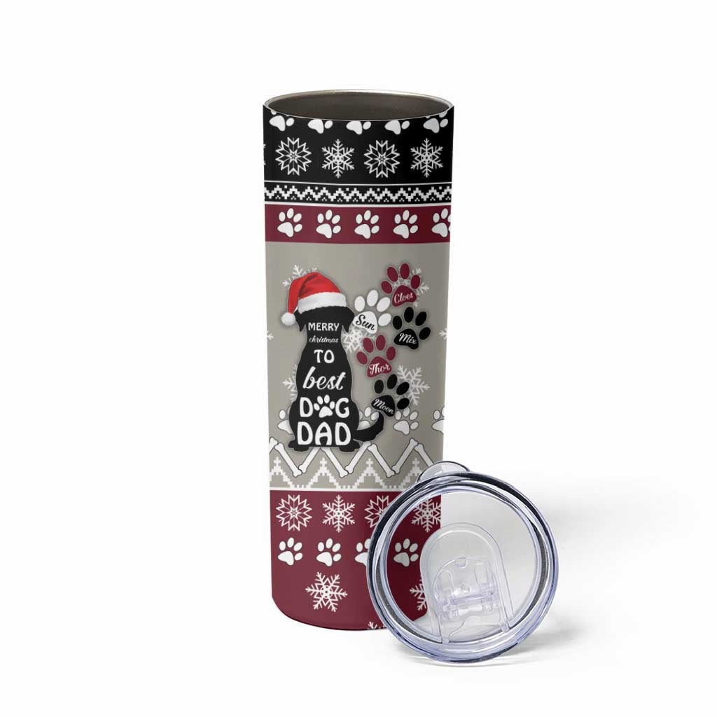 To Best Dog Dad Christmas Design Skinny Tumbler Xmas Holiday Patterns - Wonder Print Shop