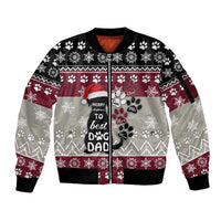To Best Dog Dad Christmas Design Sleeve Zip Bomber Jacket Xmas Holiday Patterns - Wonder Print Shop