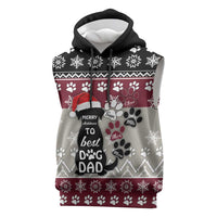 To Best Dog Dad Christmas Design Sleeveless Hoodie Xmas Holiday Patterns - Wonder Print Shop