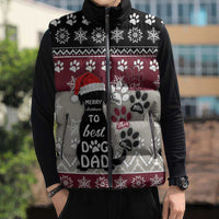 To Best Dog Dad Christmas Design Sleeveless Puffer Jacket Xmas Holiday Patterns - Wonder Print Shop