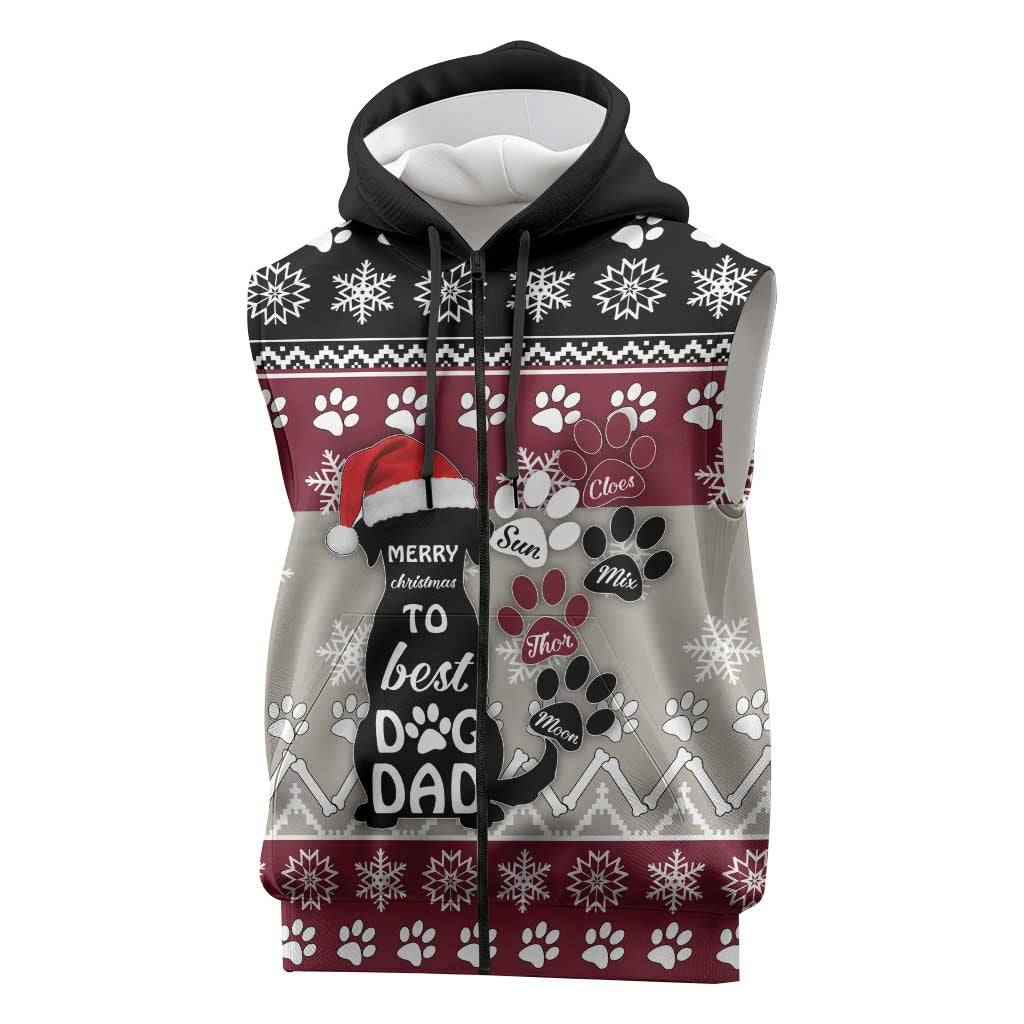 To Best Dog Dad Christmas Design Sleeveless Zip Hoodie Xmas Holiday Patterns - Wonder Print Shop
