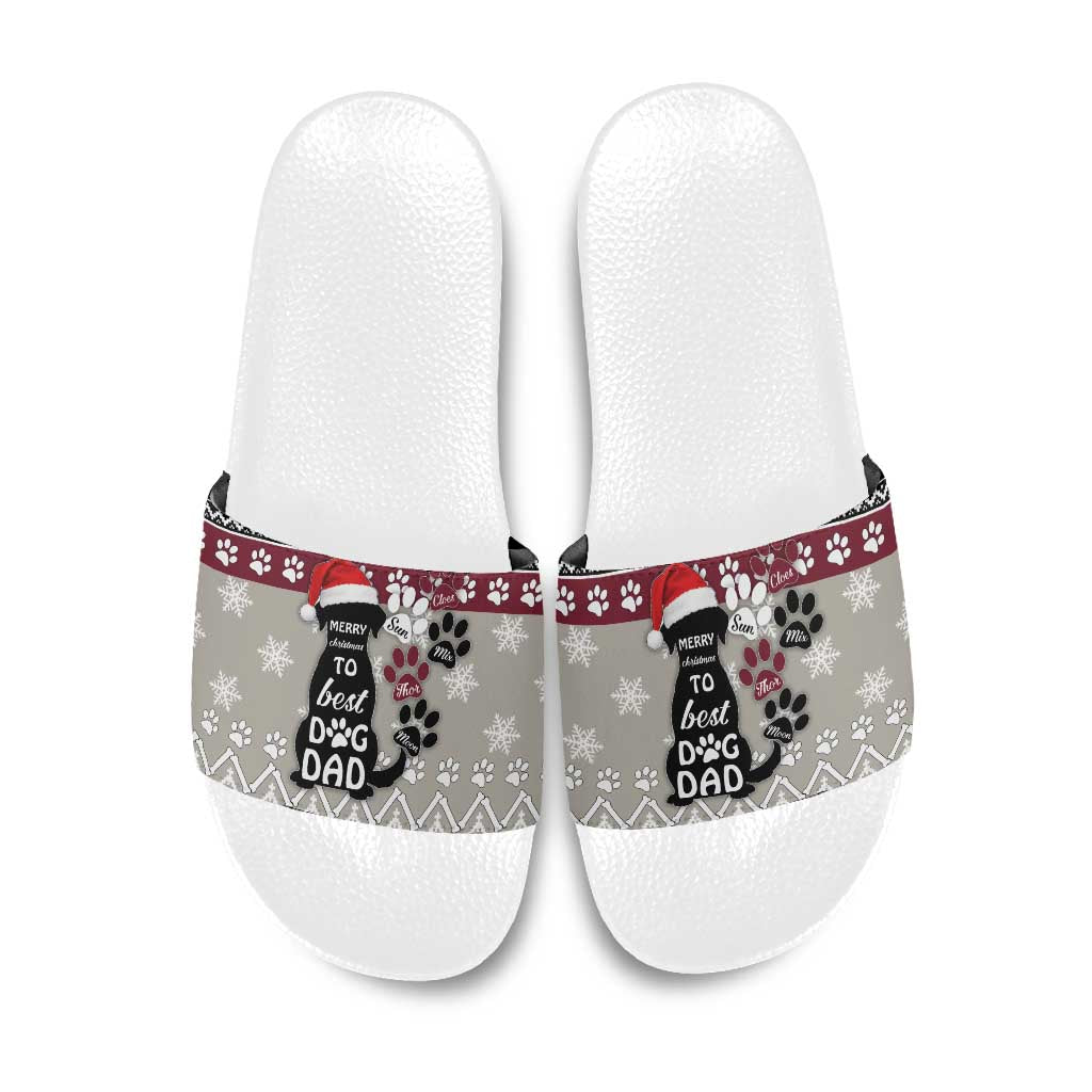 To Best Dog Dad Christmas Design Slide Sandals Xmas Holiday Patterns - Wonder Print Shop
