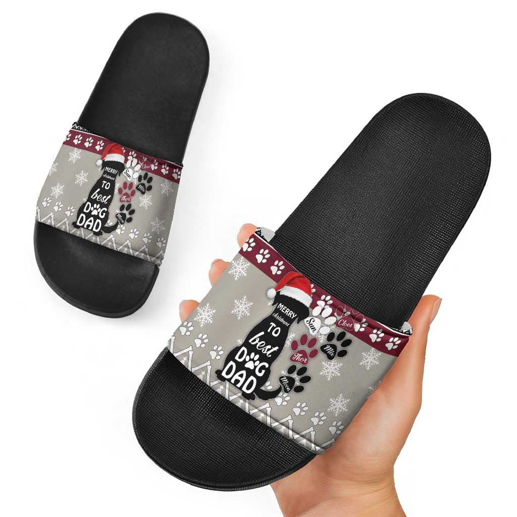 To Best Dog Dad Christmas Design Slide Sandals Xmas Holiday Patterns - Wonder Print Shop