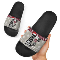 To Best Dog Dad Christmas Design Slide Sandals Xmas Holiday Patterns - Wonder Print Shop