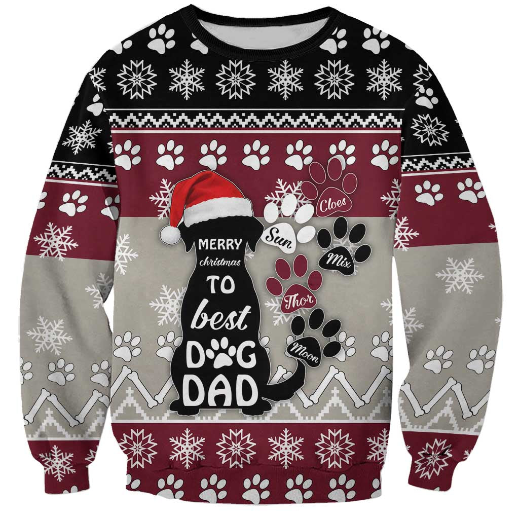 To Best Dog Dad Christmas Design Sweatshirt Xmas Holiday Patterns - Wonder Print Shop