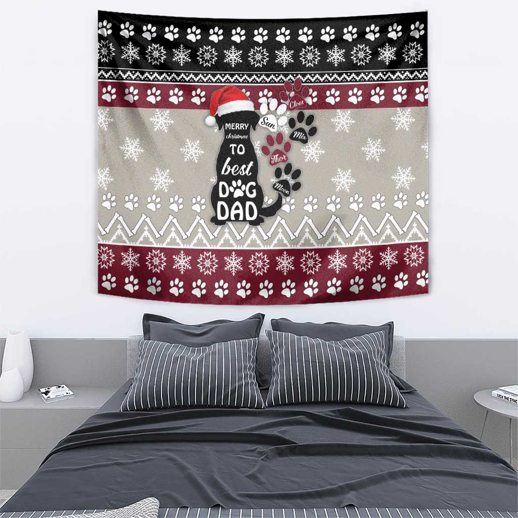 To Best Dog Dad Christmas Design Tapestry Xmas Holiday Patterns - Wonder Print Shop
