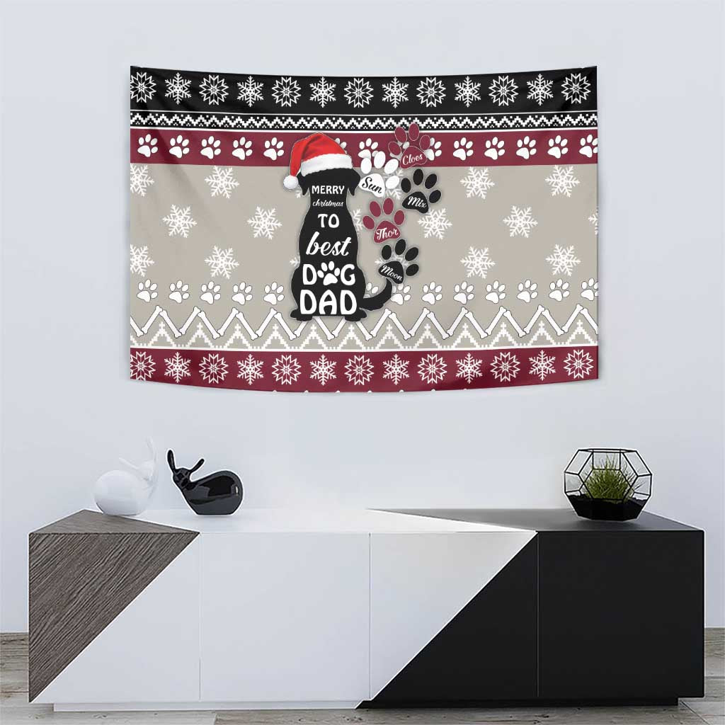 To Best Dog Dad Christmas Design Tapestry Xmas Holiday Patterns - Wonder Print Shop