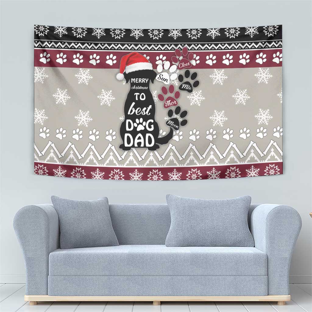 To Best Dog Dad Christmas Design Tapestry Xmas Holiday Patterns - Wonder Print Shop