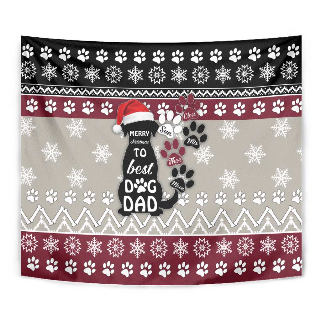 To Best Dog Dad Christmas Design Tapestry Xmas Holiday Patterns - Wonder Print Shop