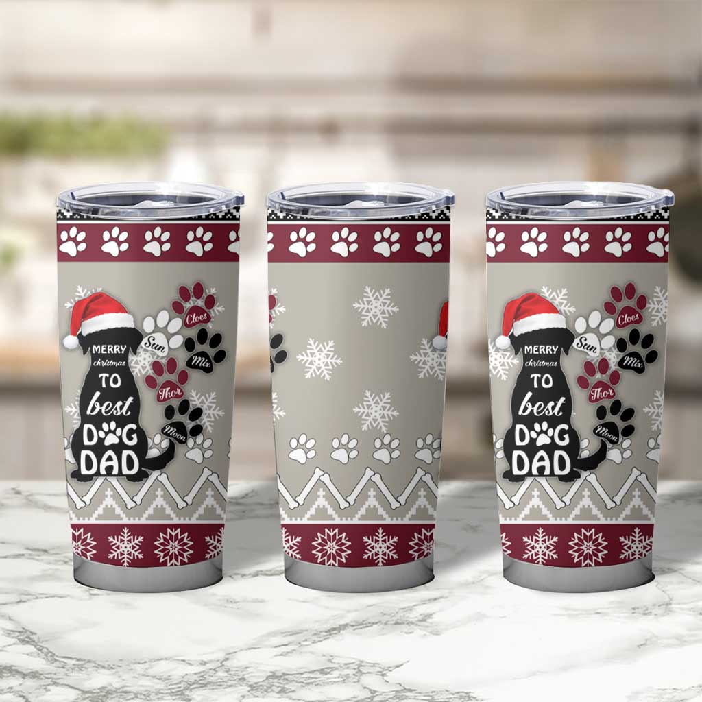 To Best Dog Dad Christmas Design Tumbler Cup Xmas Holiday Patterns - Wonder Print Shop