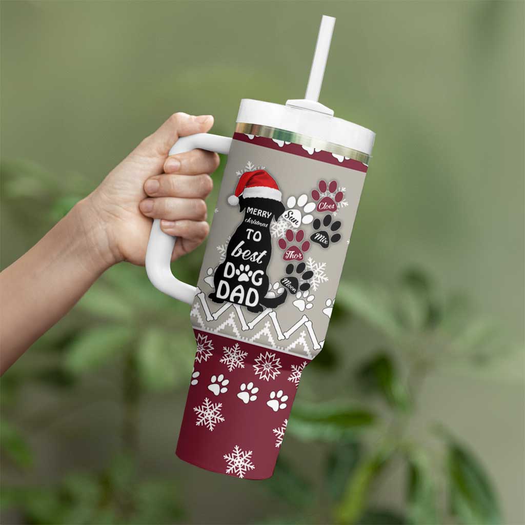 To Best Dog Dad Christmas Design Tumbler With Handle Xmas Holiday Patterns - Wonder Print Shop