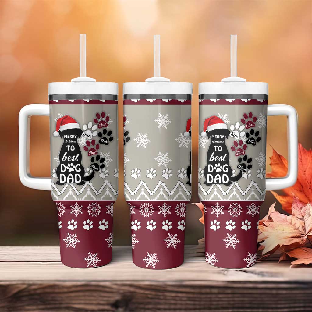 To Best Dog Dad Christmas Design Tumbler With Handle Xmas Holiday Patterns - Wonder Print Shop
