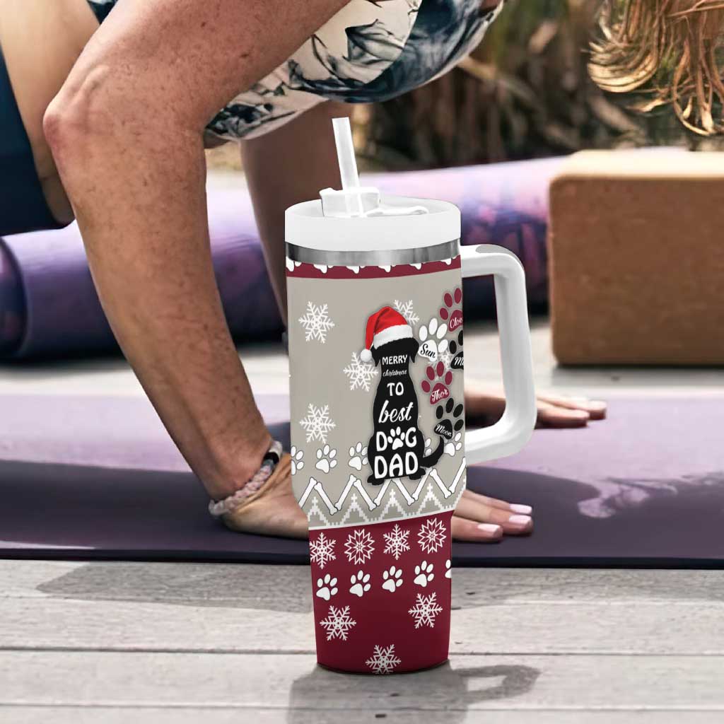 To Best Dog Dad Christmas Design Tumbler With Handle Xmas Holiday Patterns - Wonder Print Shop