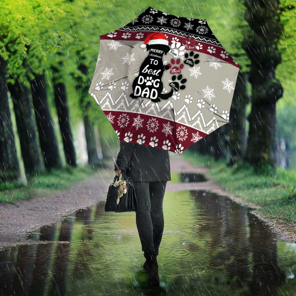 To Best Dog Dad Christmas Design Umbrella Xmas Holiday Patterns - Wonder Print Shop