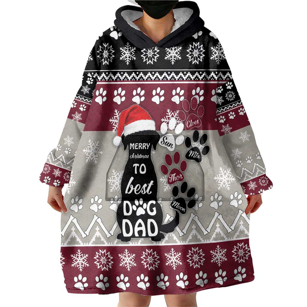 To Best Dog Dad Christmas Design Wearable Blanket Hoodie Xmas Holiday Patterns - Wonder Print Shop