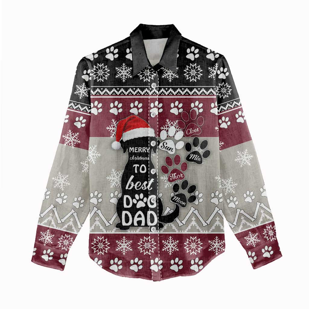 To Best Dog Dad Christmas Design Women Casual Shirt Xmas Holiday Patterns - Wonder Print Shop