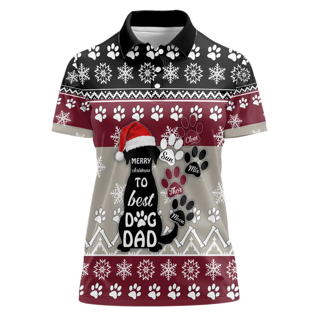 To Best Dog Dad Christmas Design Women Polo Shirt Xmas Holiday Patterns - Wonder Print Shop