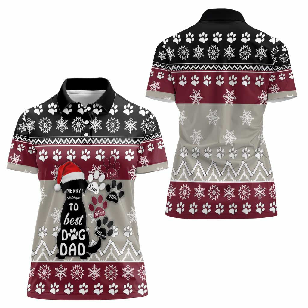 To Best Dog Dad Christmas Design Women Polo Shirt Xmas Holiday Patterns - Wonder Print Shop