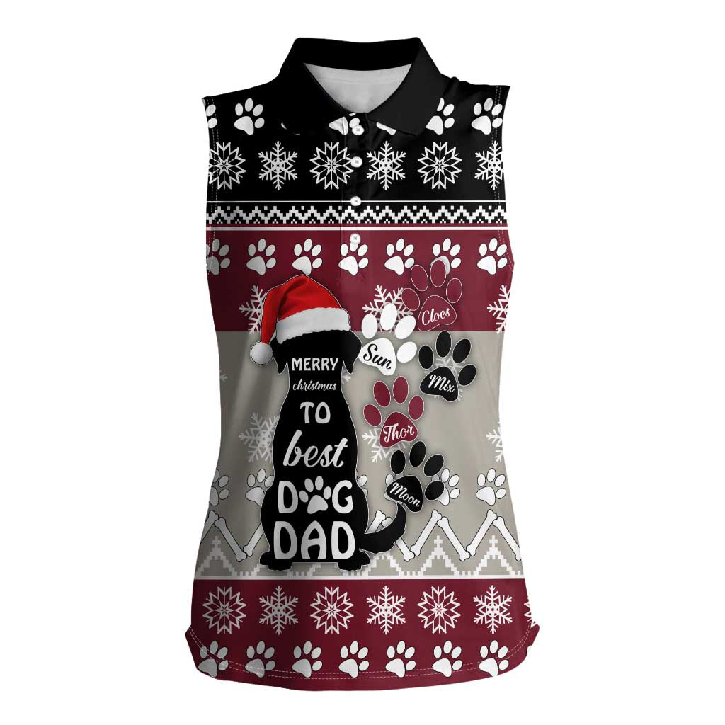 To Best Dog Dad Christmas Design Women Sleeveless Polo Shirt Xmas Holiday Patterns - Wonder Print Shop