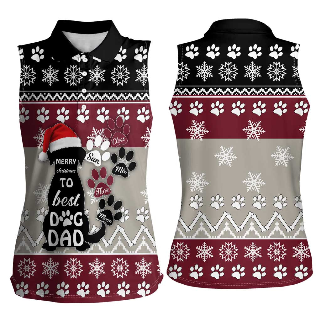 To Best Dog Dad Christmas Design Women Sleeveless Polo Shirt Xmas Holiday Patterns - Wonder Print Shop