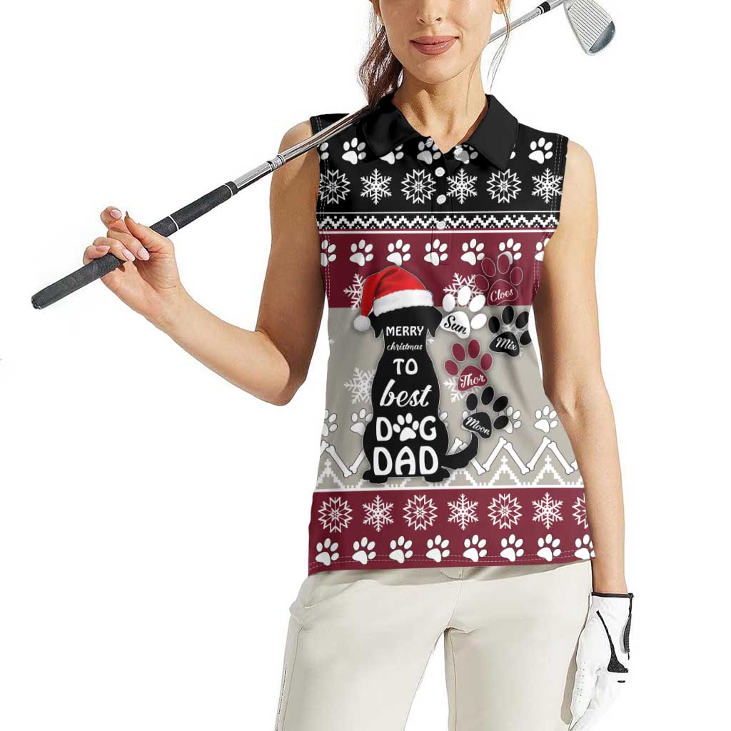 To Best Dog Dad Christmas Design Women Sleeveless Polo Shirt Xmas Holiday Patterns - Wonder Print Shop