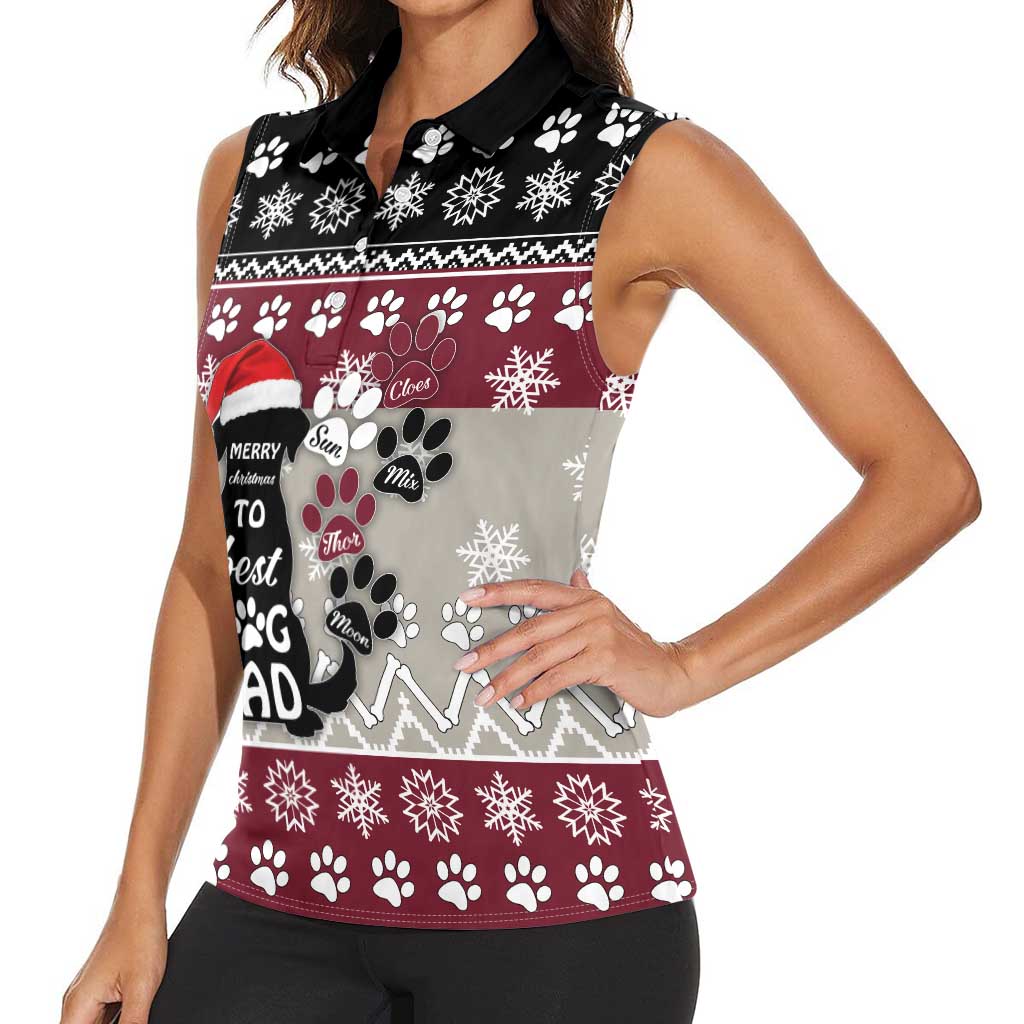 To Best Dog Dad Christmas Design Women Sleeveless Polo Shirt Xmas Holiday Patterns - Wonder Print Shop
