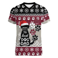 To Best Dog Dad Christmas Design Women V-Neck T-Shirt Xmas Holiday Patterns - Wonder Print Shop