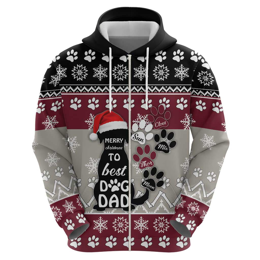 To Best Dog Dad Christmas Design Zip Hoodie Xmas Holiday Patterns - Wonder Print Shop