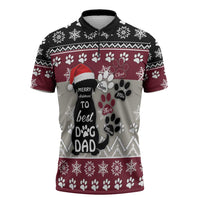 To Best Dog Dad Christmas Design Zipper Polo Shirt Xmas Holiday Patterns - Wonder Print Shop