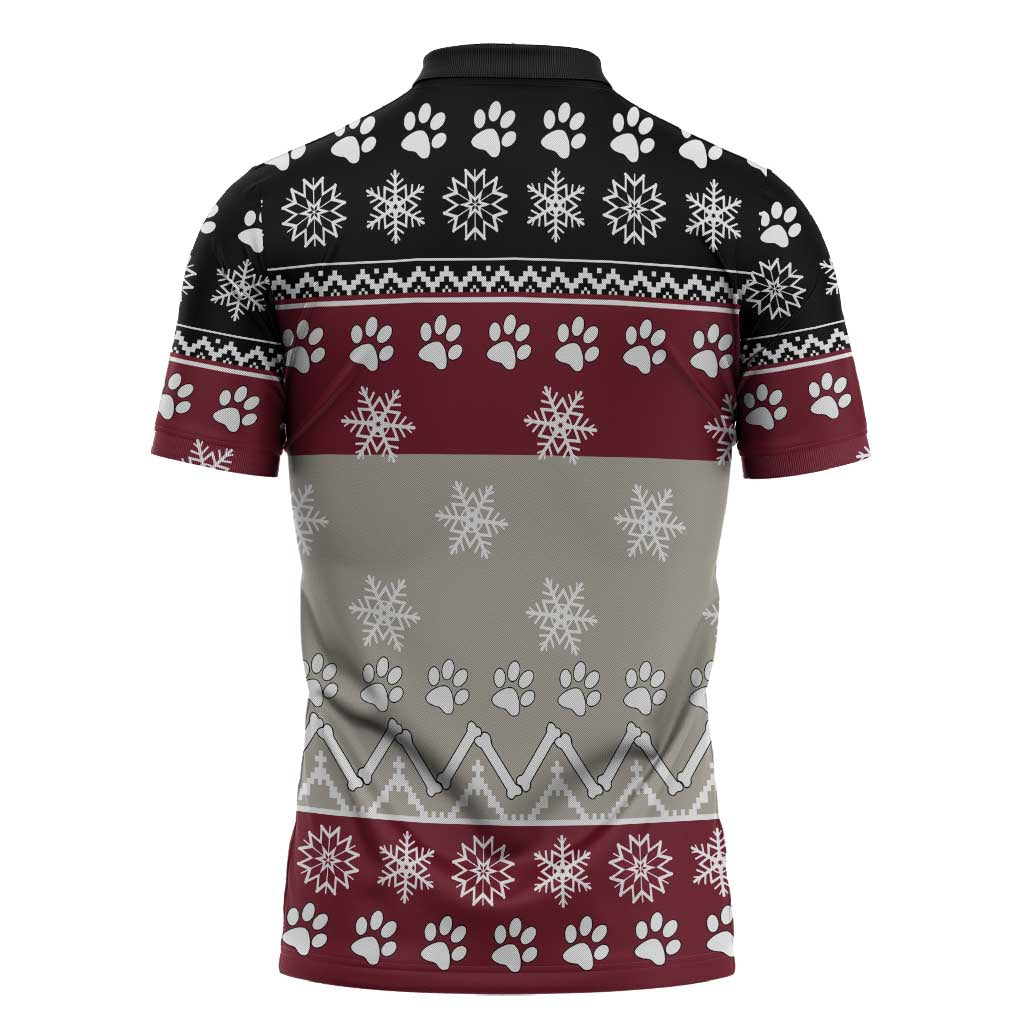 To Best Dog Dad Christmas Design Zipper Polo Shirt Xmas Holiday Patterns - Wonder Print Shop