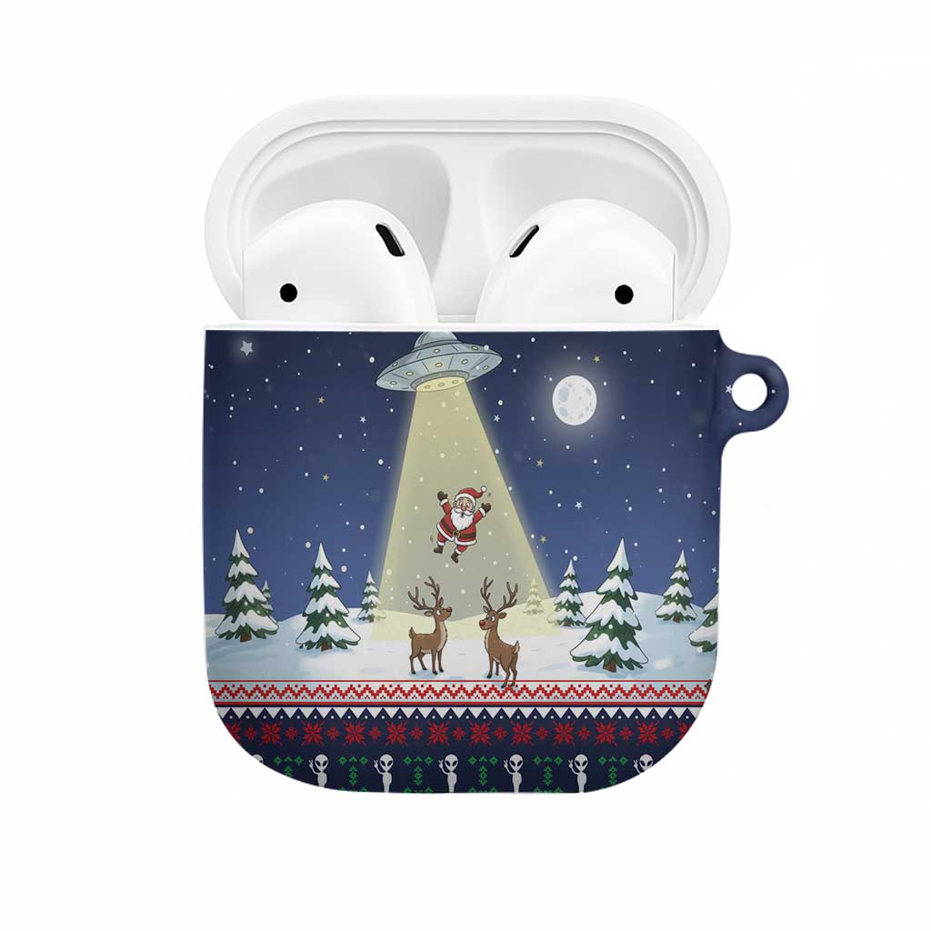 Christmas Alien Pattern with UFO Abduction of Santa Reindeer Snowy Forest AirPods Case Xmas Holiday Patterns - Wonder Print Shop