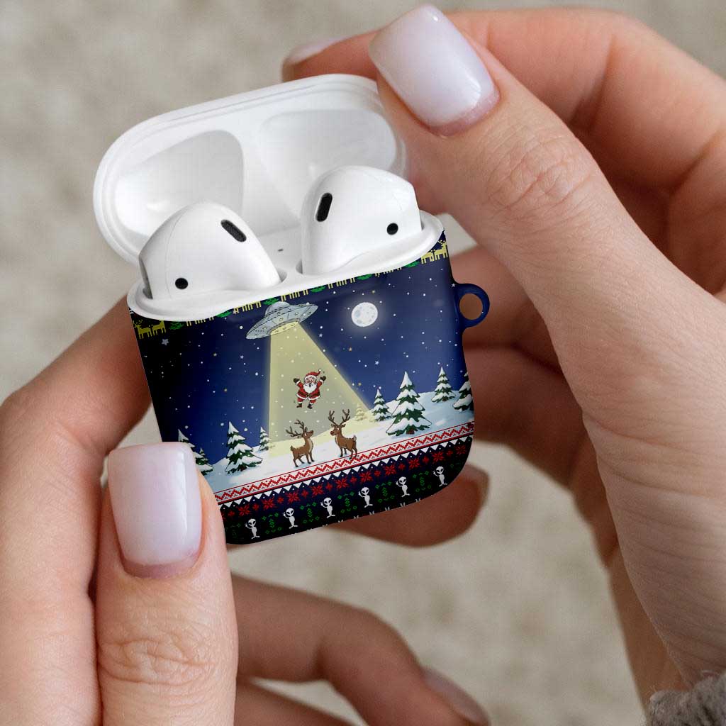 Christmas Alien Pattern with UFO Abduction of Santa Reindeer Snowy Forest AirPods Case Xmas Holiday Patterns - Wonder Print Shop